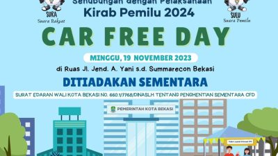 Car Free Day di Kota Bekasi Sementara Diliburkan, Ini Penjelasan Pemkot Bekasi