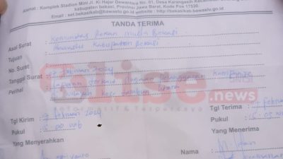 Tanda Terima bukti pelaporan Caleg Nasdem Hj. Siti Qomariyah dan Kades Karang Satria beserta Kader Posyandu. [doc.klise]